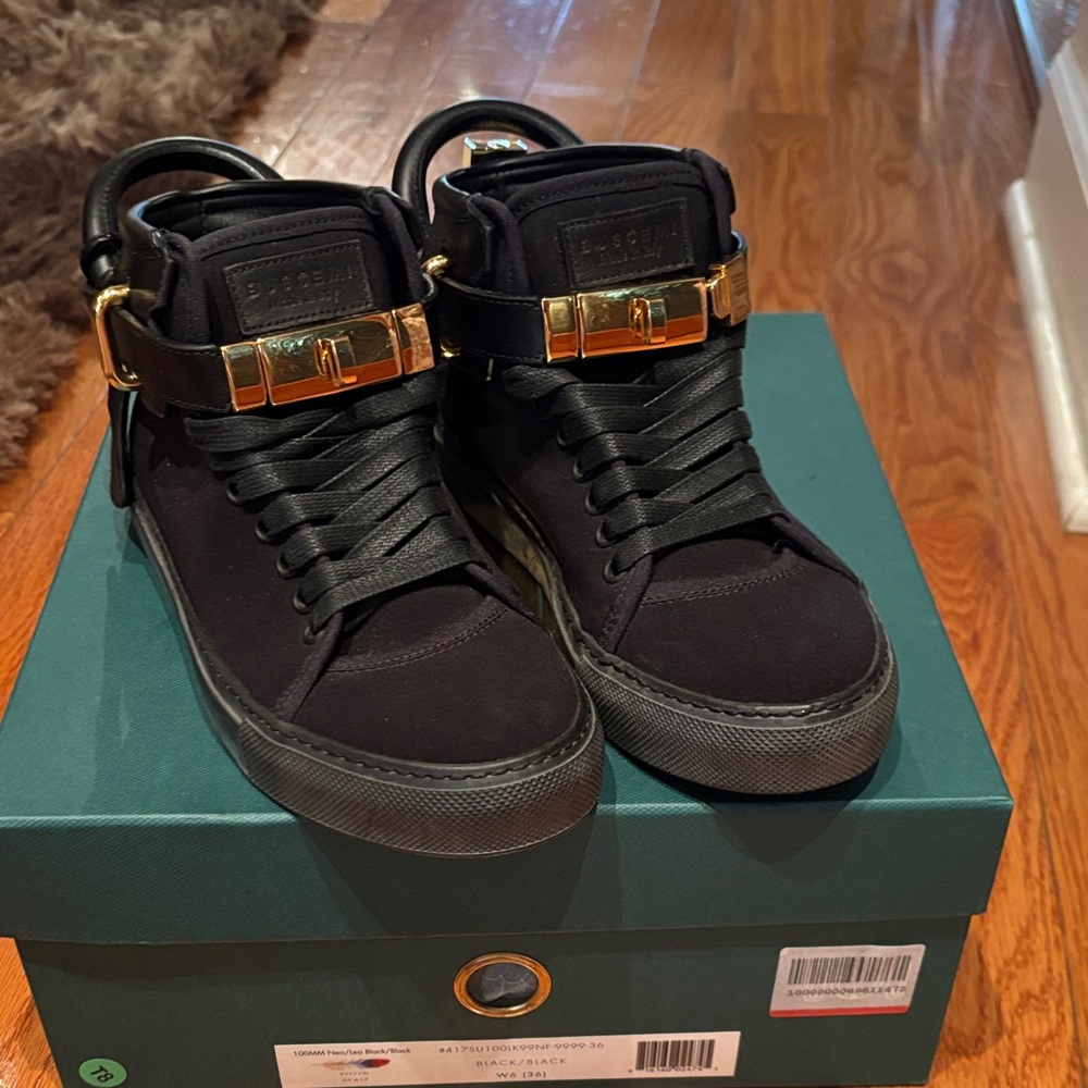 Buscemi Black Sneakers with Gold Buckle